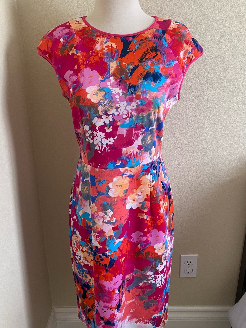 INC International Concepts Vibrant Pink Floral Midi Dress